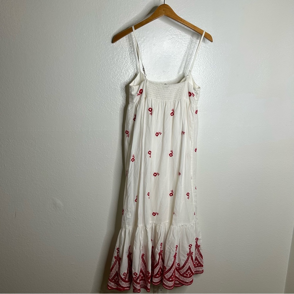 J. Crew Embroidered Beach Maxi Dress White Red 100% Cotton Size Small - Picture 8 of 13